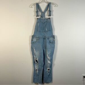 Streetwear Society Sky Blue Distressed Overalls (Junior) 13